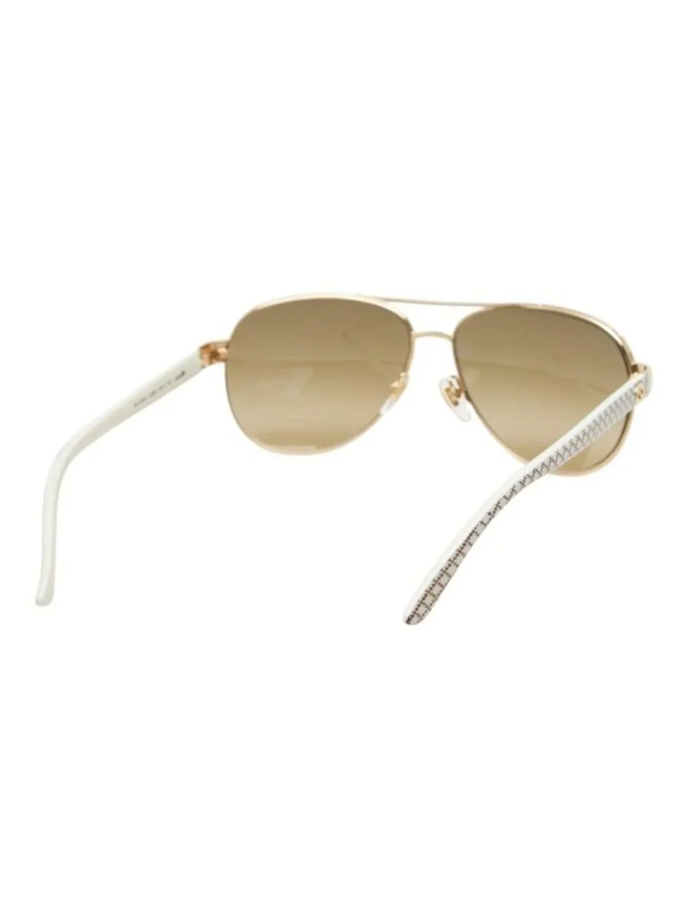 Gucci Teardrop Sunglasses S Gold White Acetate Plated Eyewear